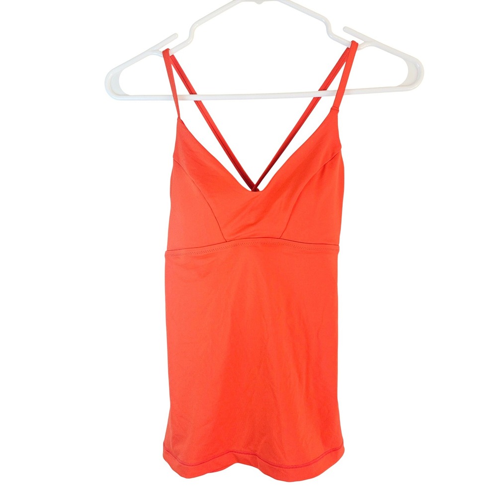 Athleta A-C Triangle Tankini Top Orange Small NWT Swimwear Beach Coast Sporty